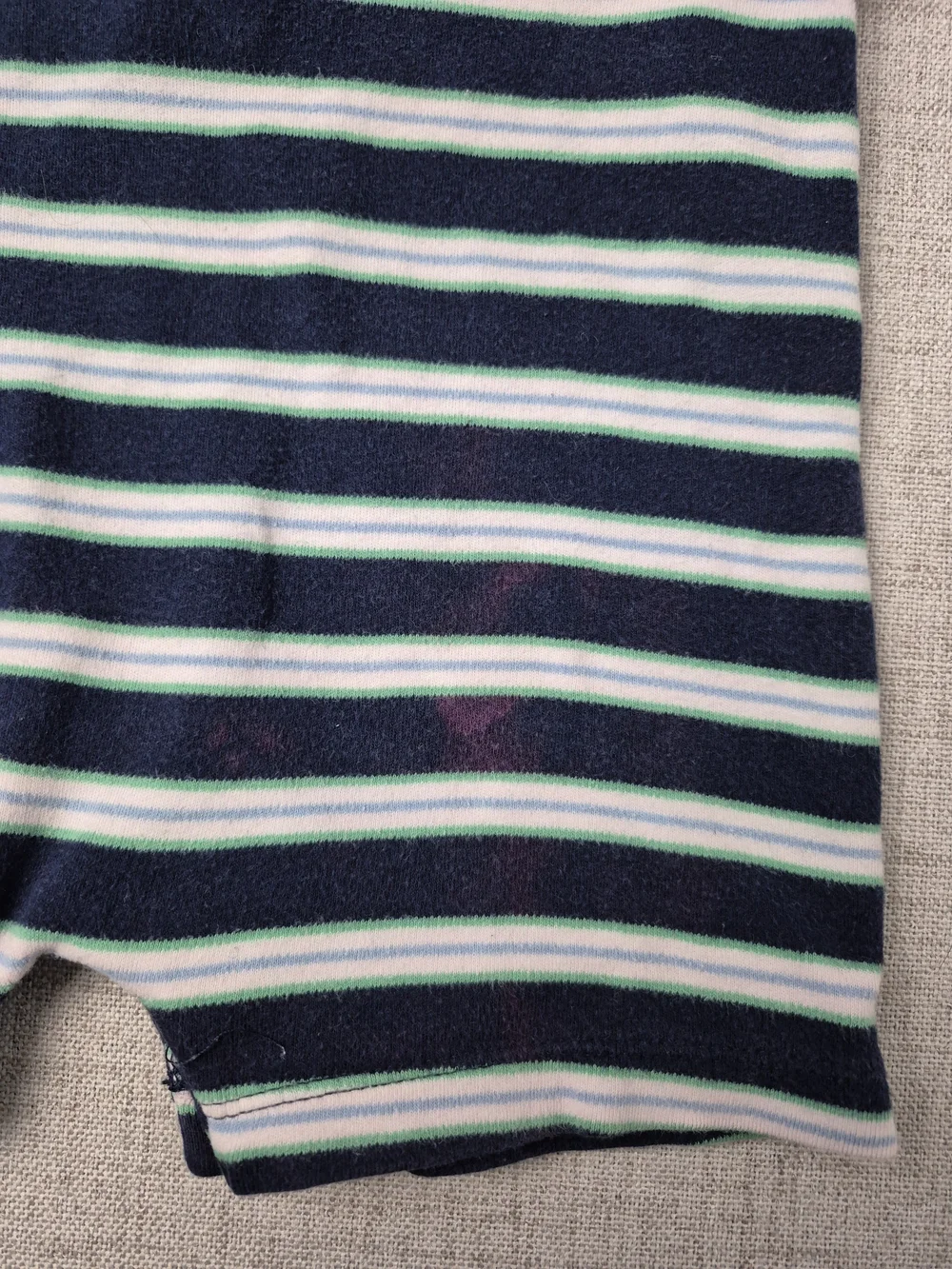 Ralph Lauren Baby Boy Striped Polo Romper 6M Navy Green White